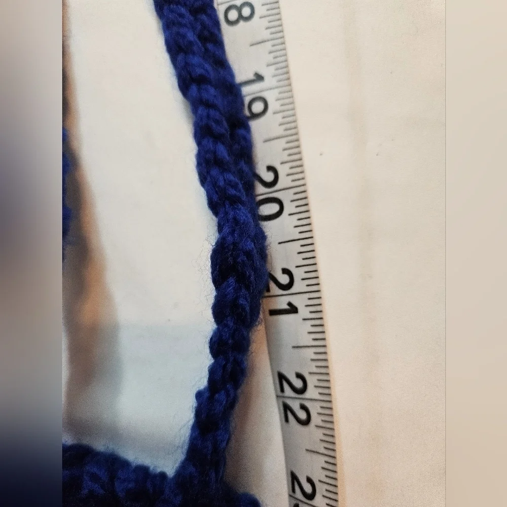 Hand Crafted hand knit crochet cellphone crossbody bag boho style electric blue